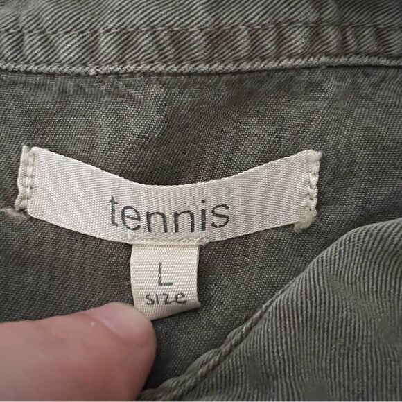 Tennis Shirt Womens Size L Olive Green US Army Military Utility Button Down - Picture 9 of 11